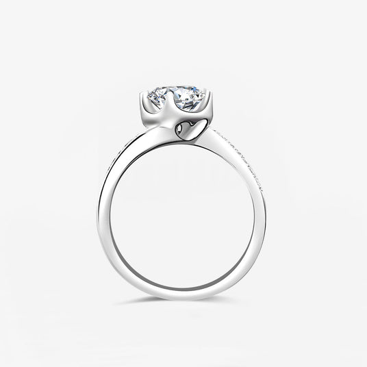 Ready To Ship Round Cut Diamond Engagement Ring on Finger | Saratti