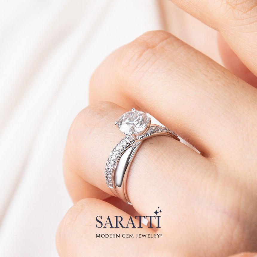 Split Shank Engagement Ring in White Gold | Saratti Engagement Rings