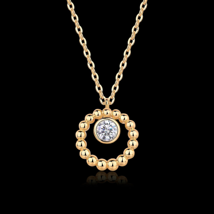 Orbital Halo: Gold Vermeil Beaded Circle Diamond Pendant