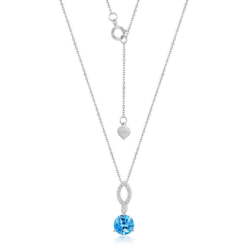 Prism Drift: Swiss Blue Topaz Simulated Diamond Pendant