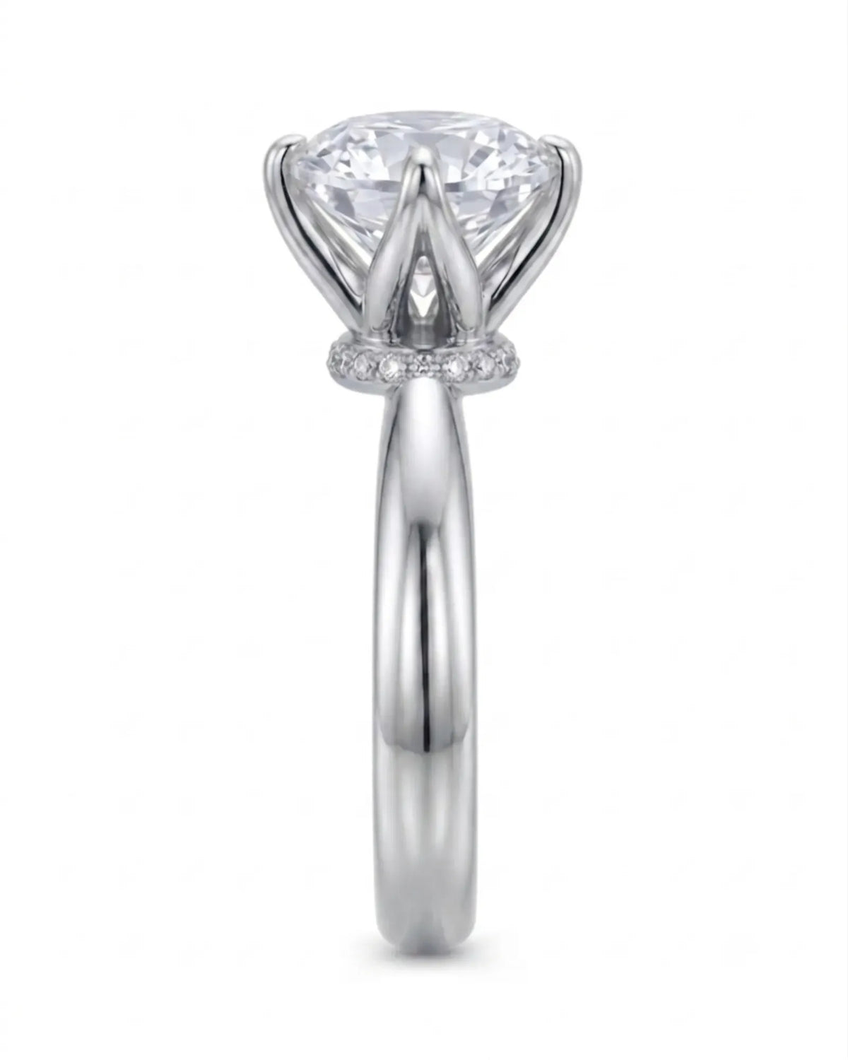 Round moissanite promise ring for a meaningful romantic gift crafted in p 18K White gold | SARATTI