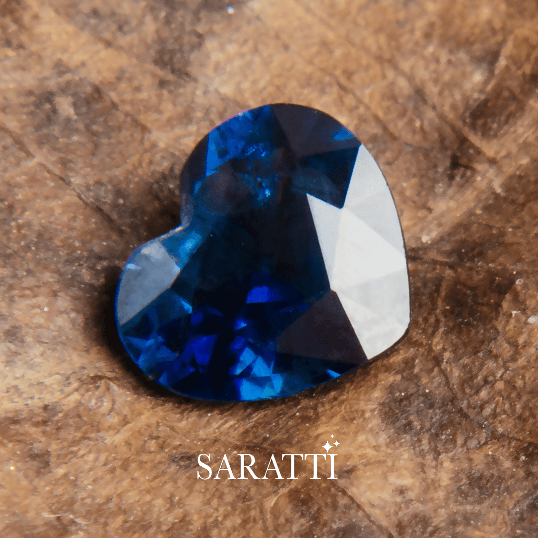 Genuine Royal Blue Sapphire Stone in Heart Shape - 0.7 carats - SARATTI