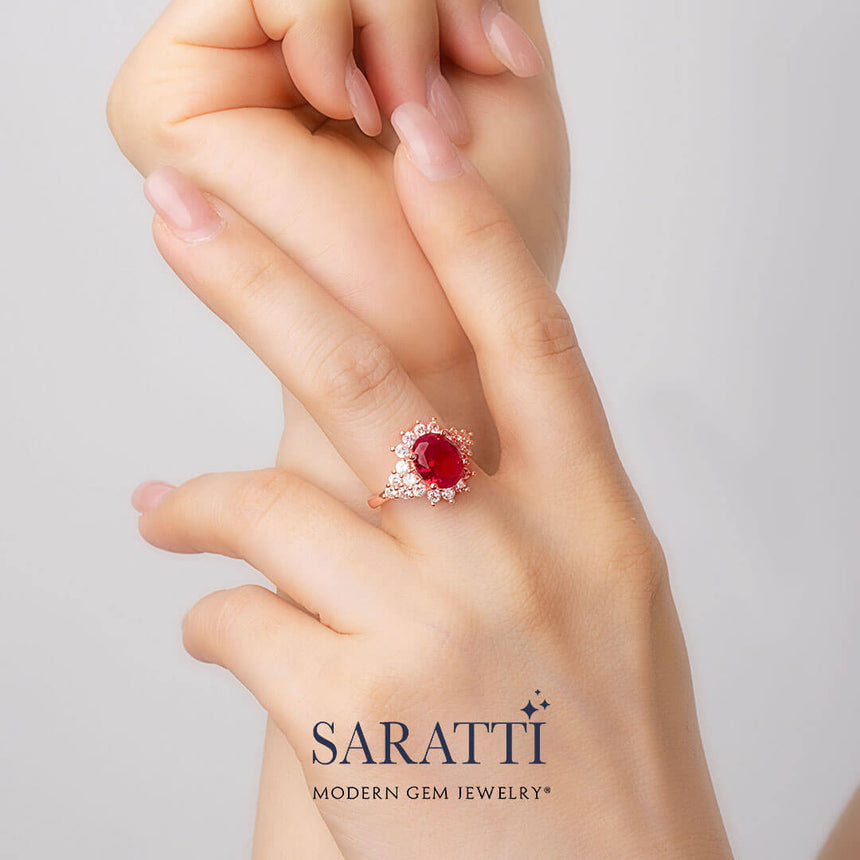 Handcrafted Rose Gold Ring with Gemstones | Saratti