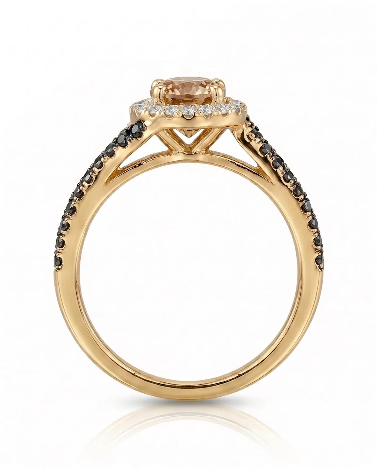 Esther – Natural Champagne Diamond Halo Engagement Ring