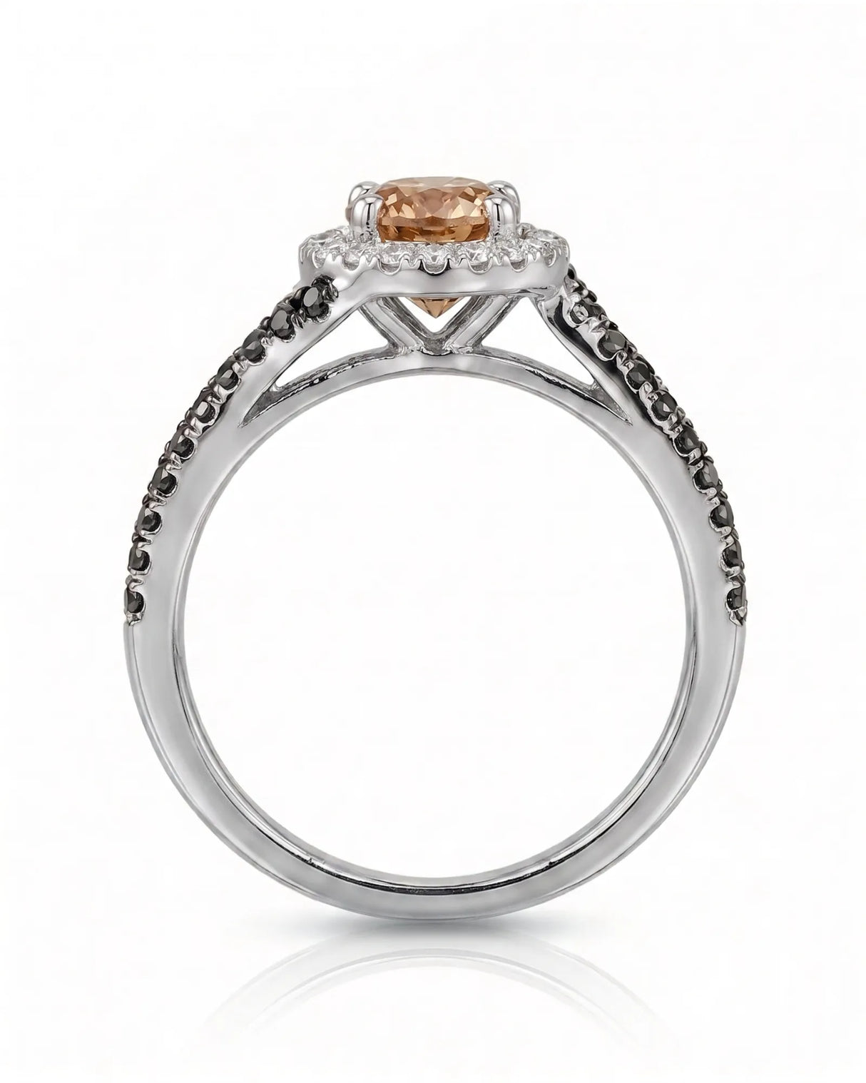 Esther – Natural Champagne Diamond Halo Engagement Ring