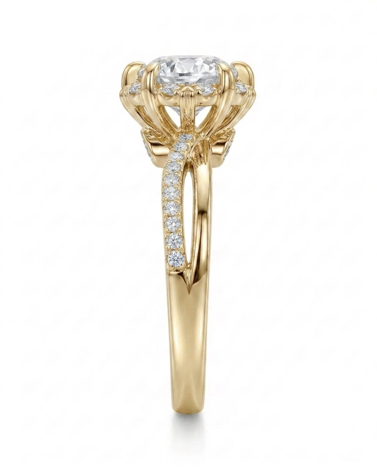 Merida – Sweet Serenity Natural Round Diamond Floral Halo Ring