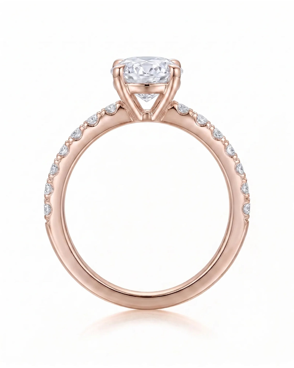 Jade – Natural Oval Diamond Six-Prong Pavé Engagement Ring