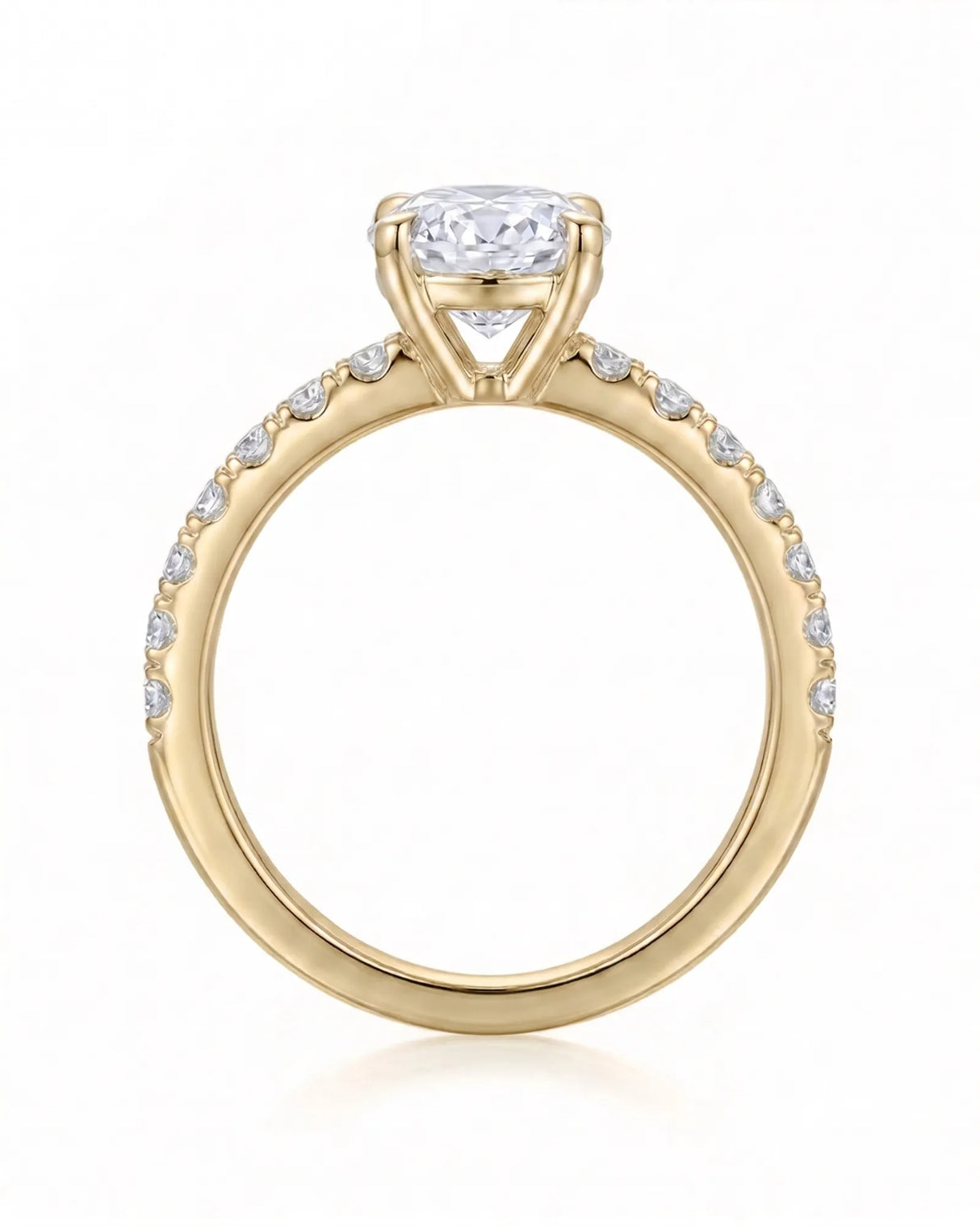 Jade – Natural Oval Diamond Six-Prong Pavé Engagement Ring