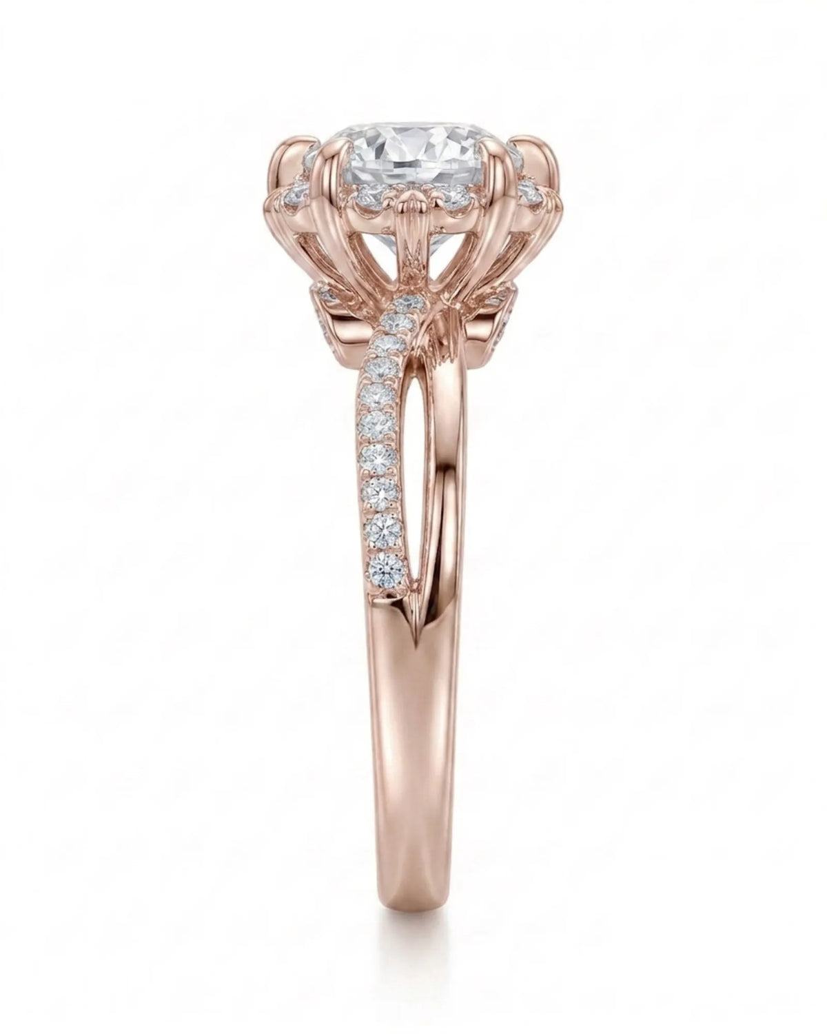 Merida – Sweet Serenity Natural Round Diamond Floral Halo Ring