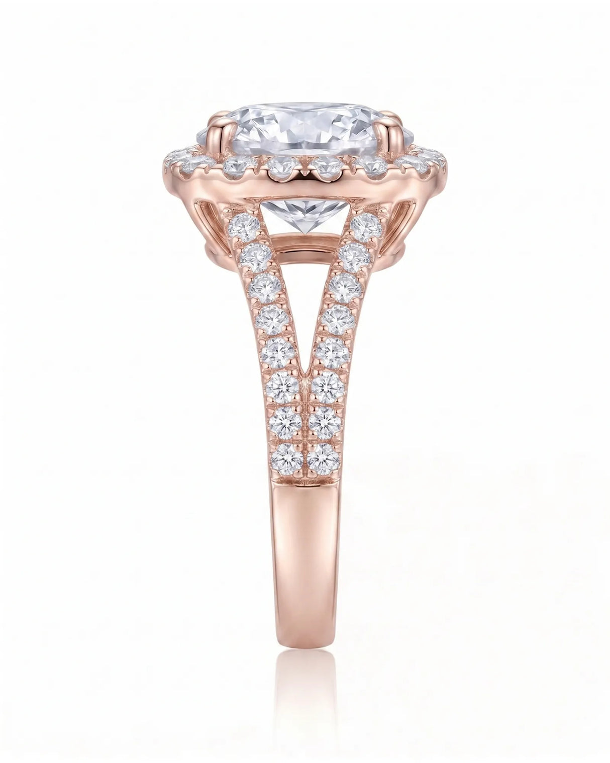 Evana – Natural Round Diamond Halo Split-Shank Engagement Ring