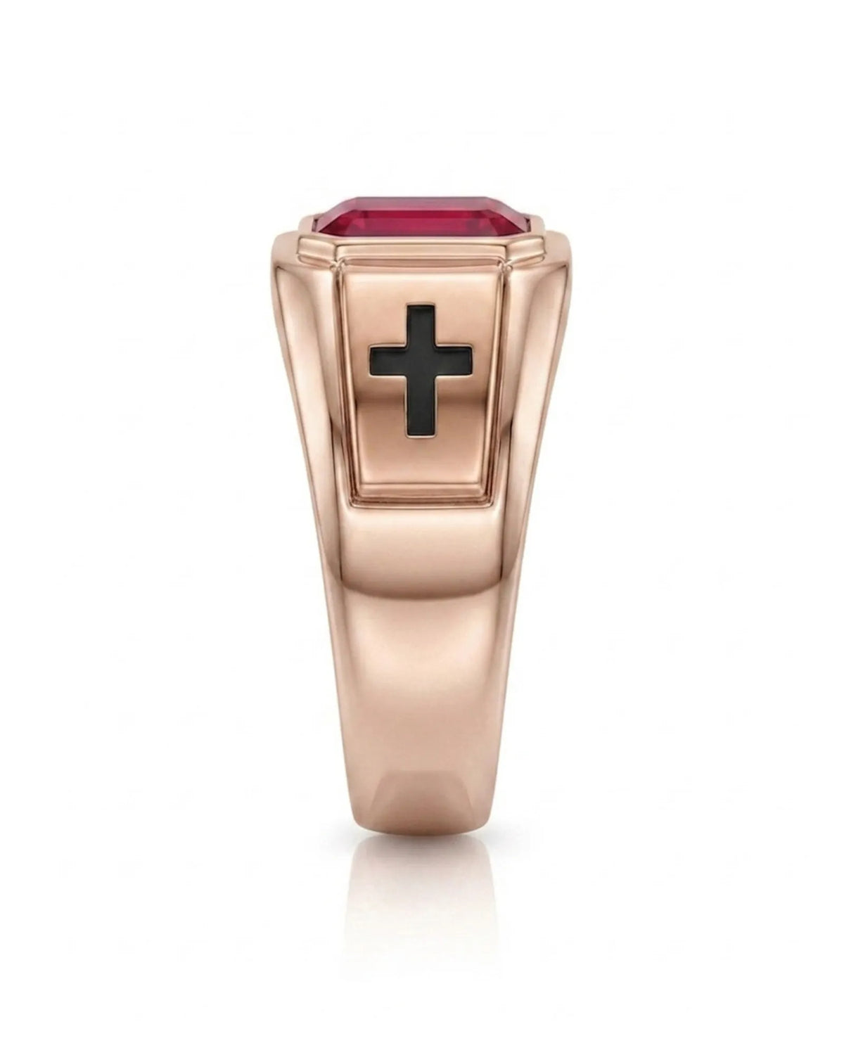 Dominion Ruby Cross men’s signet band, side view 4 | SARATTI