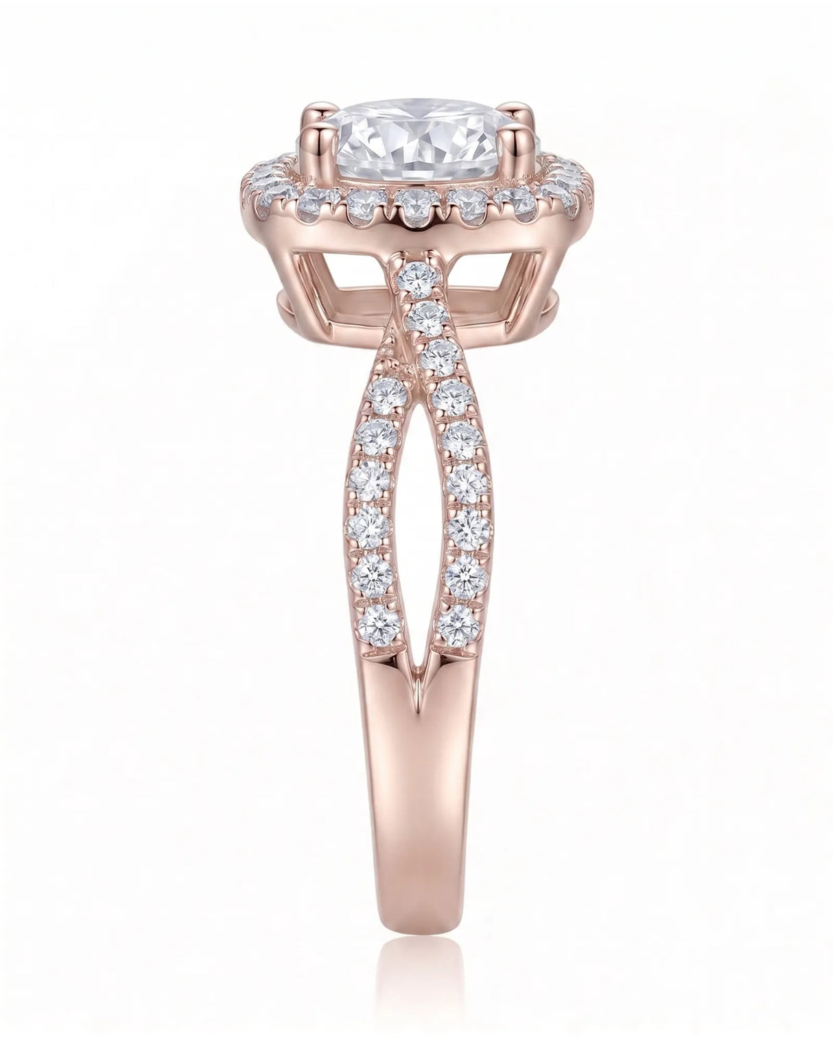 Sandra – Natural Round Diamond Halo Split-Shank Engagement Ring