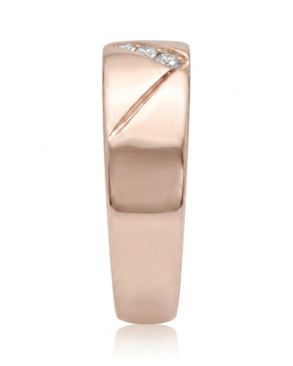 Axis Tri-Diamond wedding band, side view 3 | SARATTI