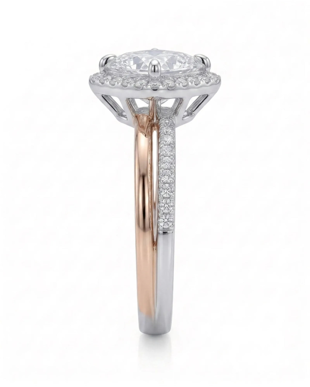Renea – Majestic Grace Natural Round Diamond Two-Tone Halo Ring