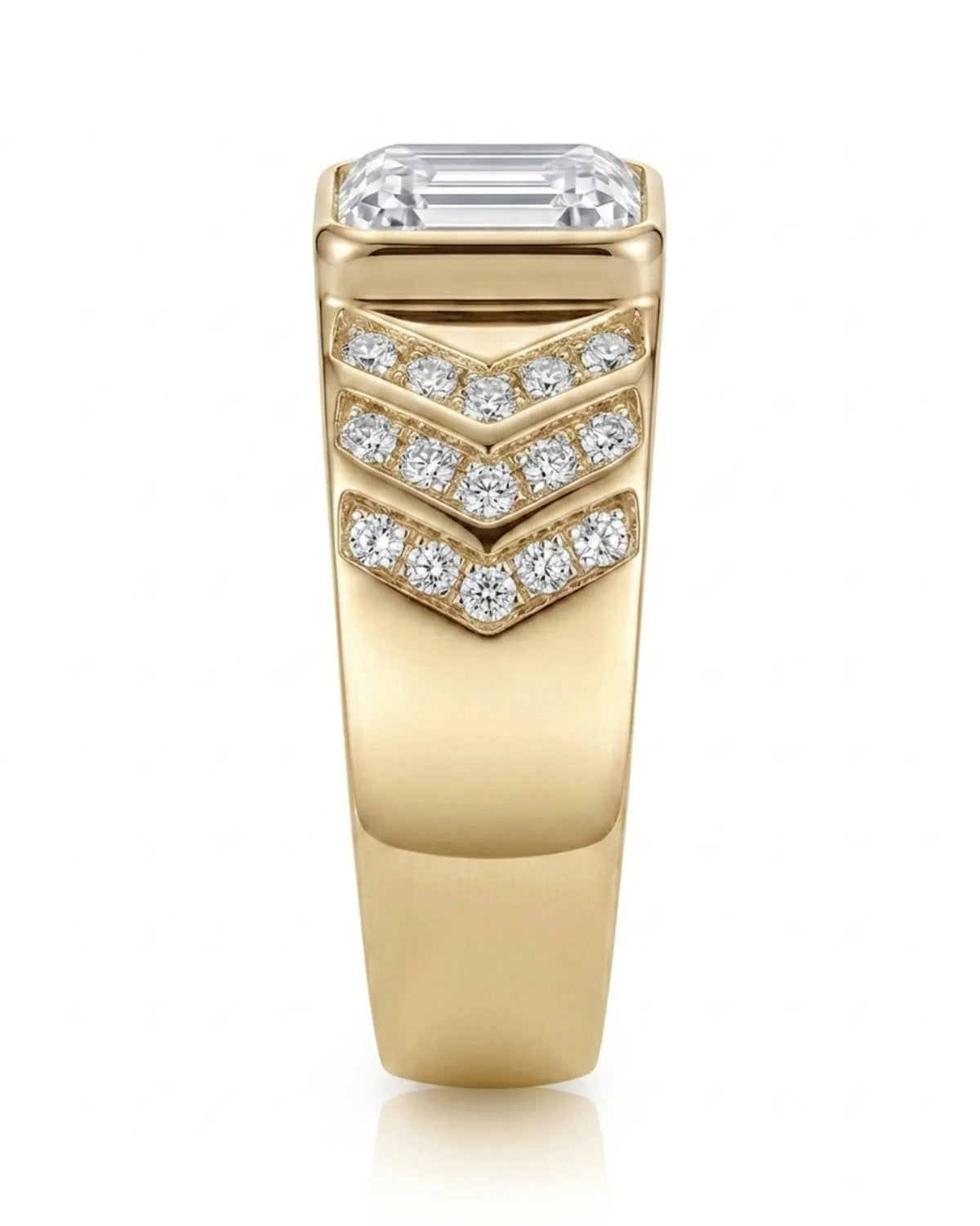 Regent Chevron Diamond signet ring, side view 2 | SARATTI