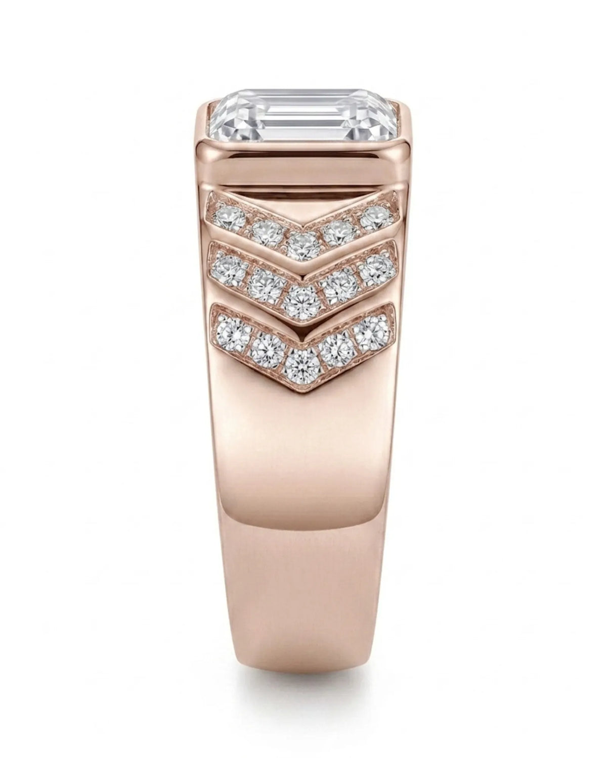 Regent Chevron Diamond signet ring, side view 3 | SARATTI