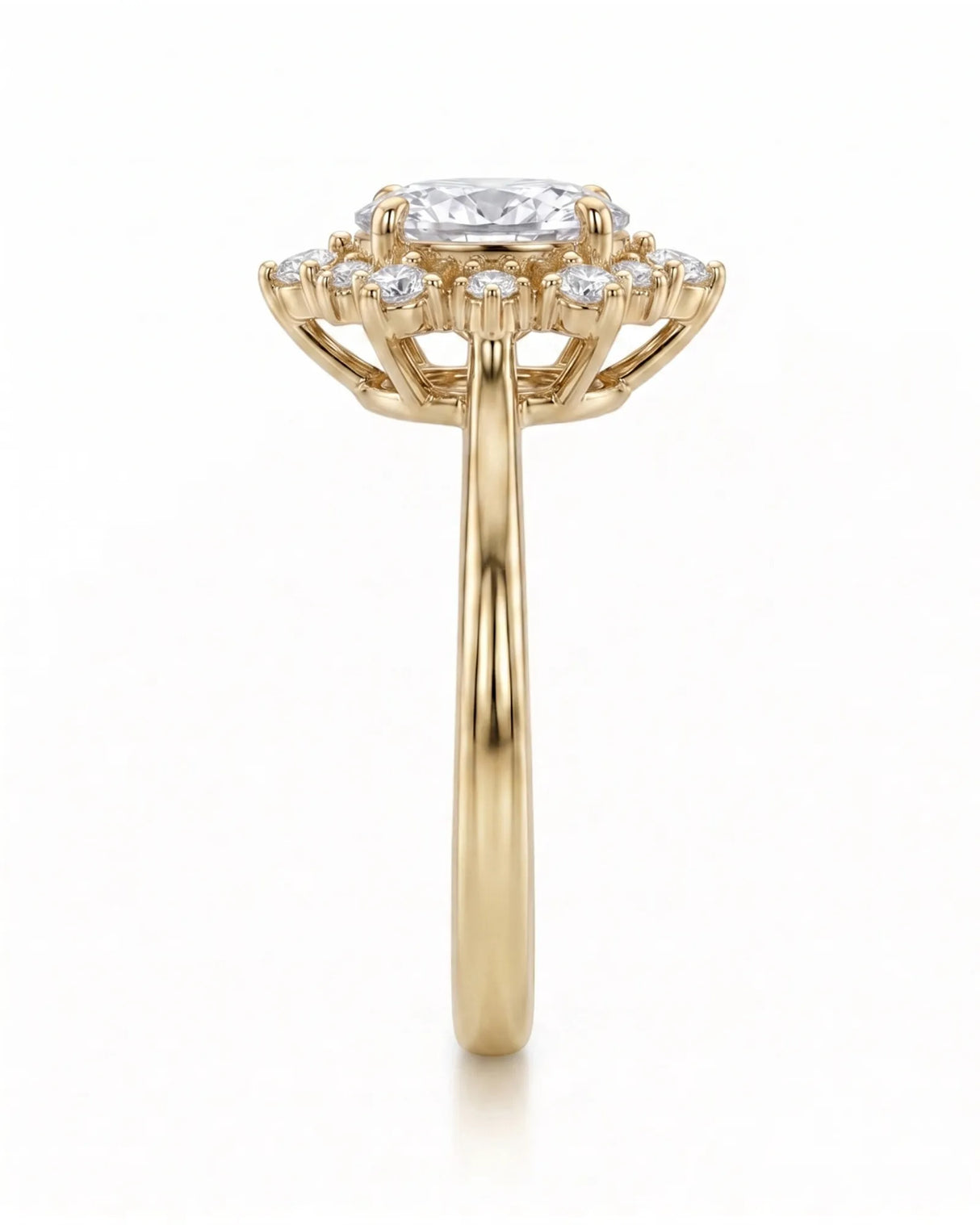Julia – Natural Oval Diamond Floral Halo Engagement Ring