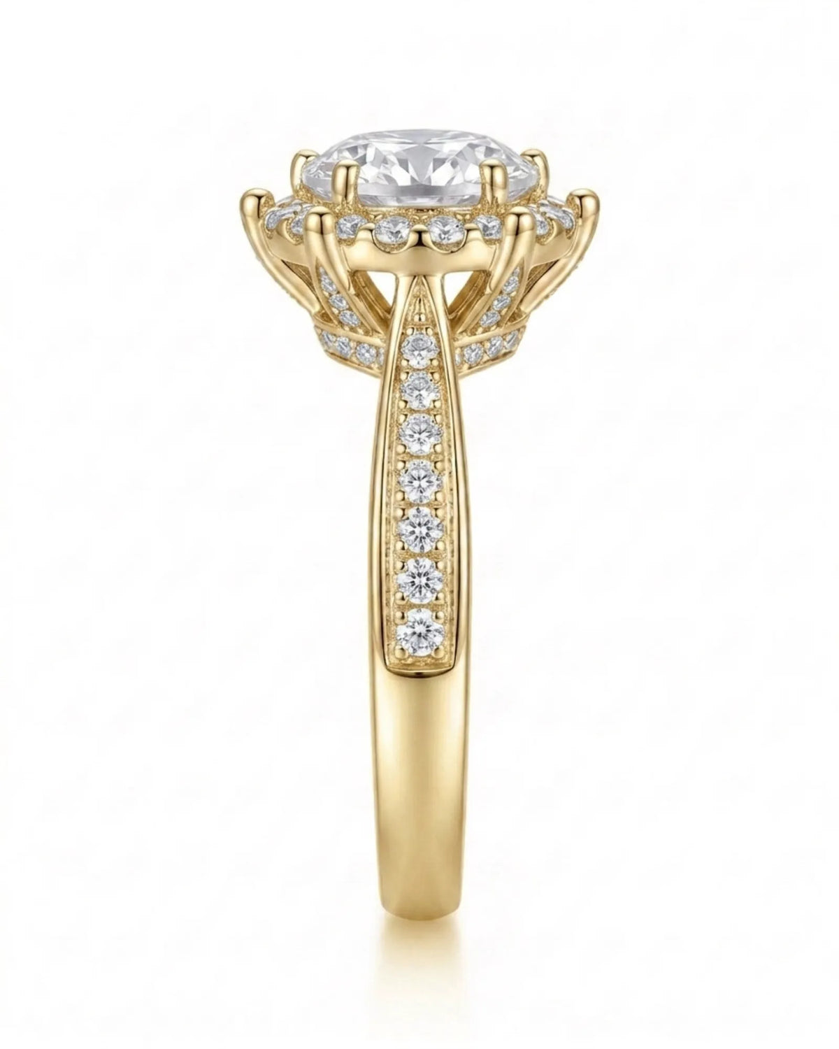 Yulisa – Eternal Flame Natural Round Diamond Halo Engagement Ring
