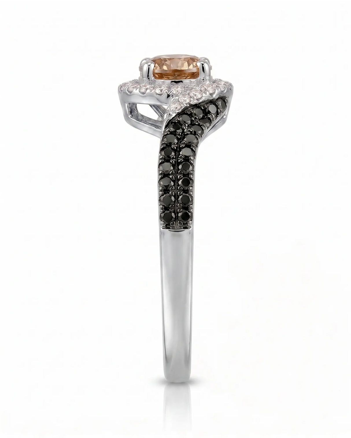 Esther – Natural Champagne Diamond Halo Engagement Ring