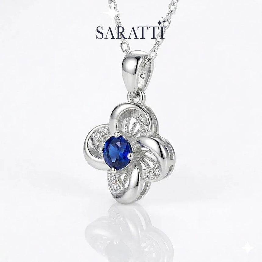 Samsara Bleu necklace with centered round blue sapphire | SARATTI