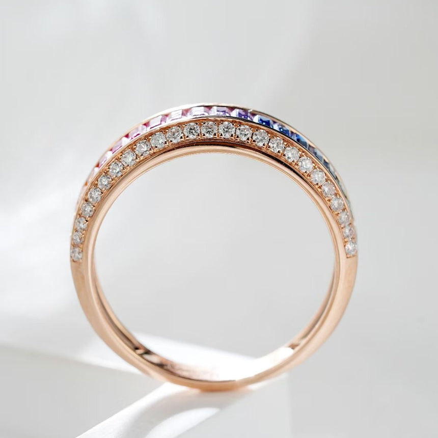 Chromatic Fusion : Natural Sapphire and Diamond Eternity Band