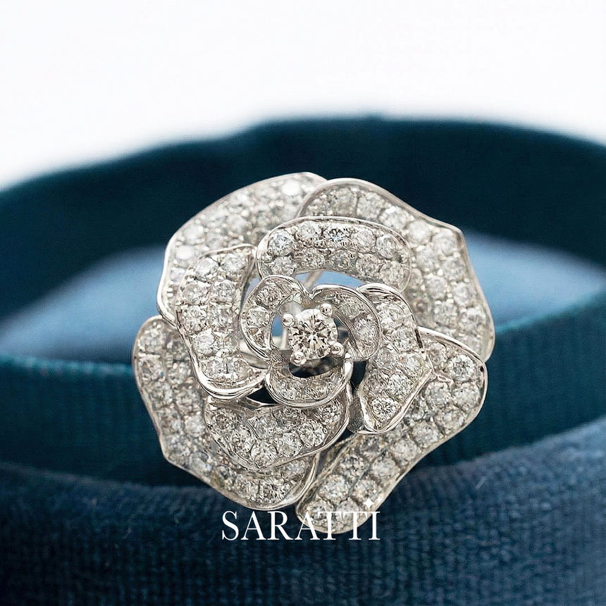 Art Deco Wedding Band & Natural Diamonds Cocktail Ring