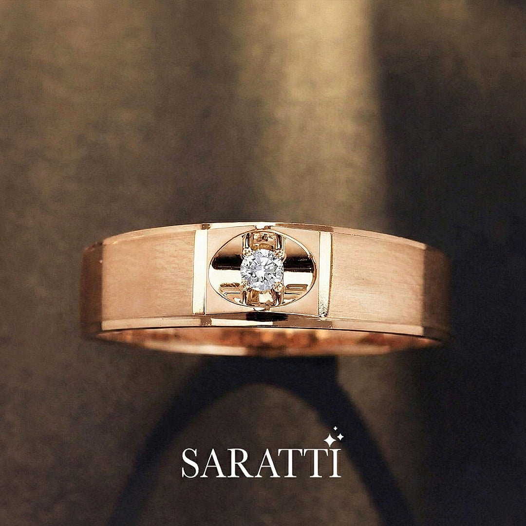 Mandorla diamond solitaire ring minimalist statement in 18K rose gold | SARATTI