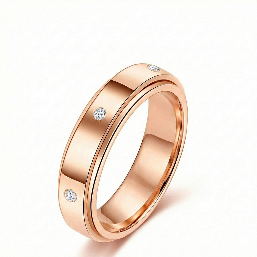 6mm mens wedding band with diamonds luxury ring in 18K rose gold | SARATTI