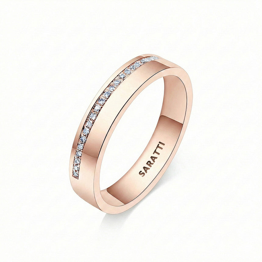 Thin mens wedding band diamond wedding ring in 18K rose gold | SARATTI