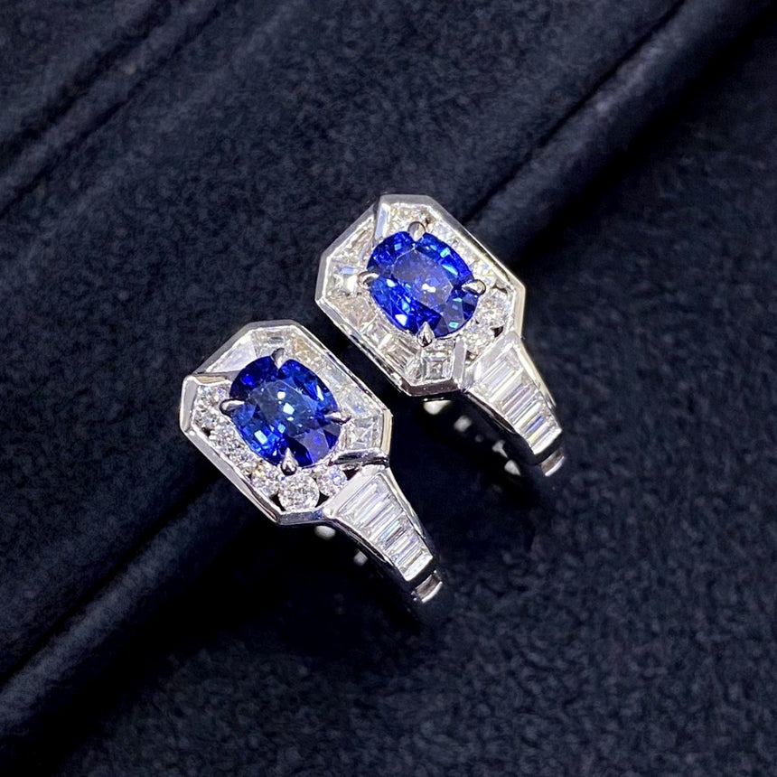 Midnight Meridian: Sapphire and Diamond Earrings