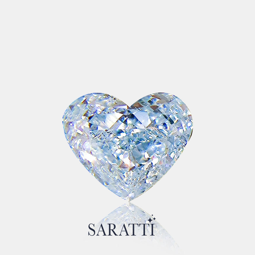 Side profile of heart cut Light Blue Natural diamond 6.21 × 5.24 mm | SARATTI