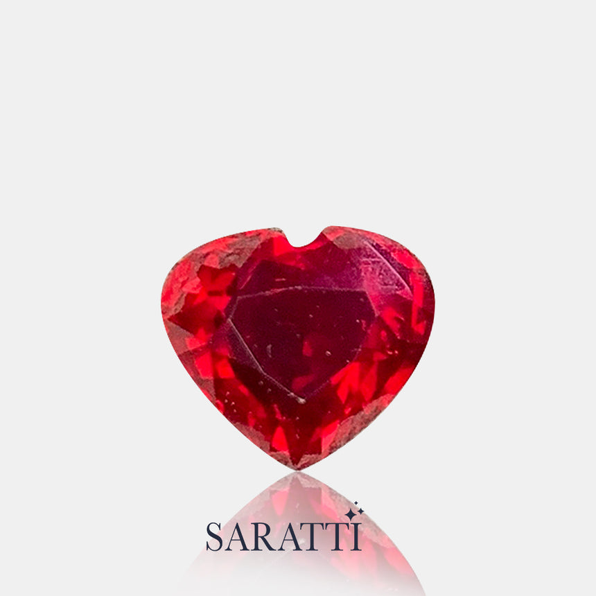 Side profile of heart ruby 5.75 × 6.59 × 3.54 mm | SARATTI