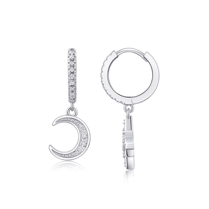 Moissanite Star and Moon Earrings Ensemble