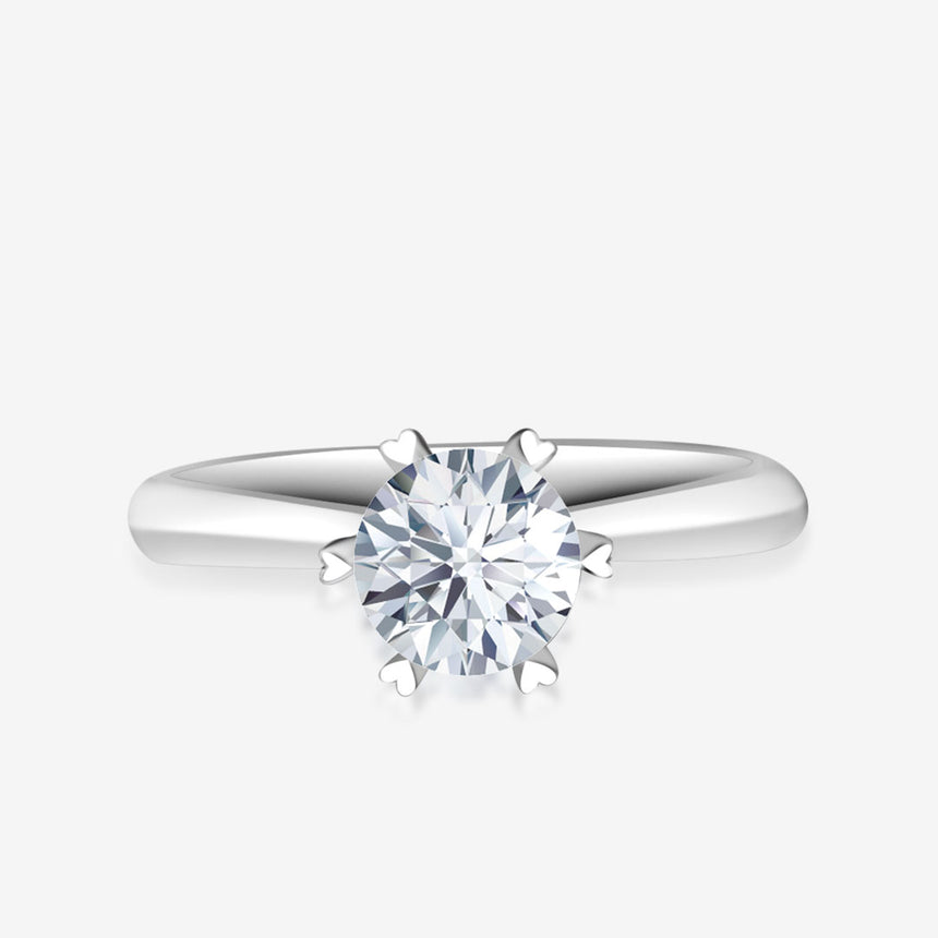 Classic Six Prongs Diamond Engagement Ring in 18K WHite Gold - Saratti
