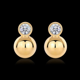 Orbit Gleam: Moissanite Gold Vermeil Sphere Studs
