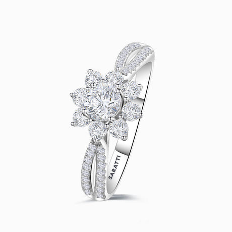 White Gold Split Shank Fortune Compass II Natural Diamond Engagement Ring | Saratti Diamond