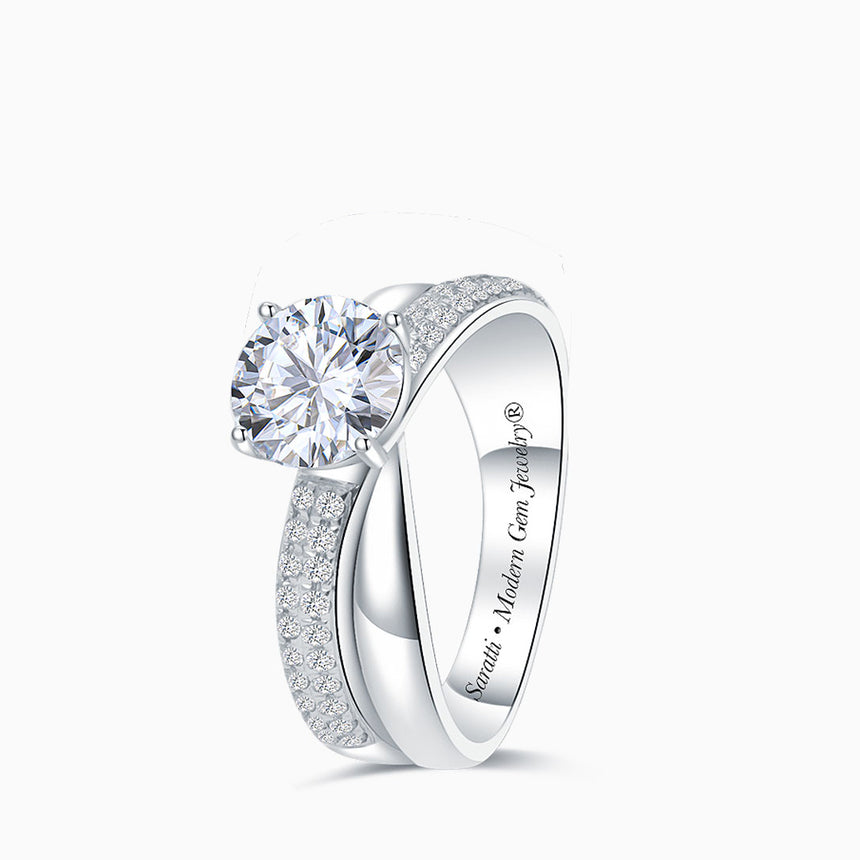 Split Shank Engagement Ring with Round Diamonds in 18K White Gold | Saratti