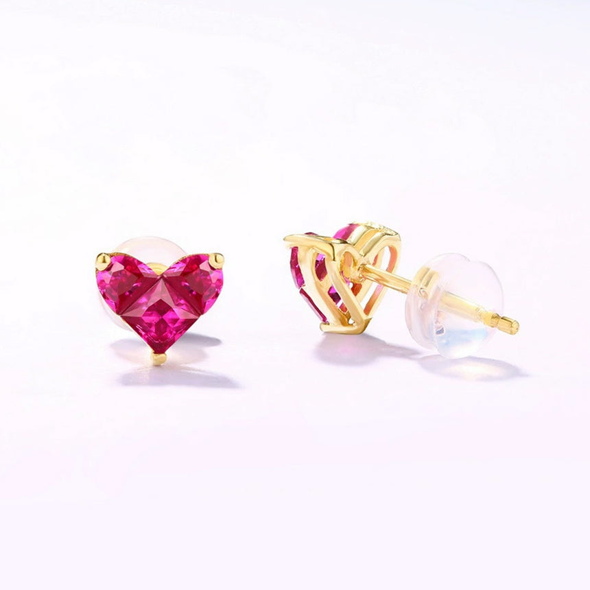 Crimson Devotion Ruby Stud Earrings in 14K Gold