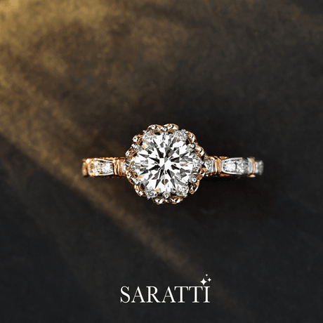 Timeless Two Tone 18K Gold Natural Diamond Engagement Ring