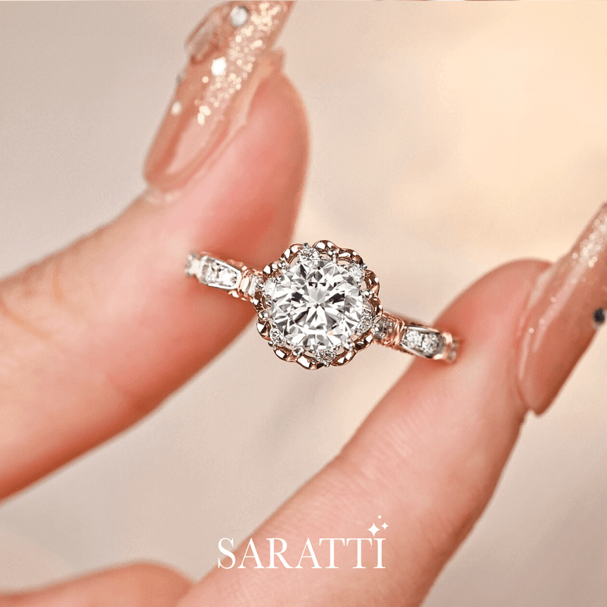 Diamond Pave Trendy 18K Gold Engagement ring