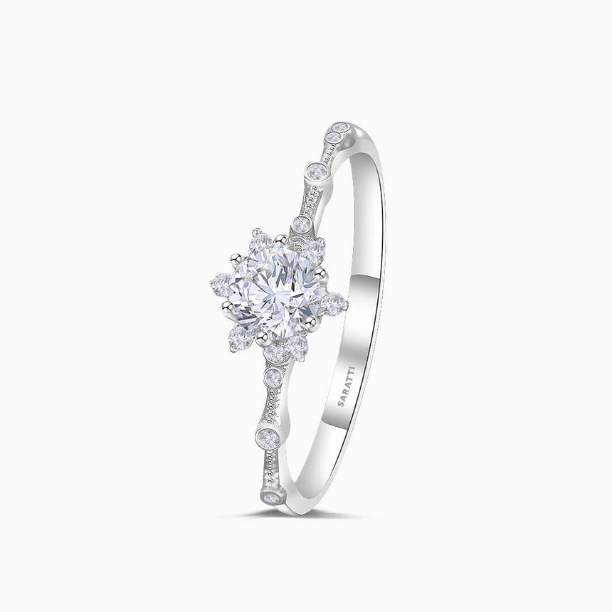 White Gold Yuki no Hana Natural Diamond Engagement Ring | Saratti