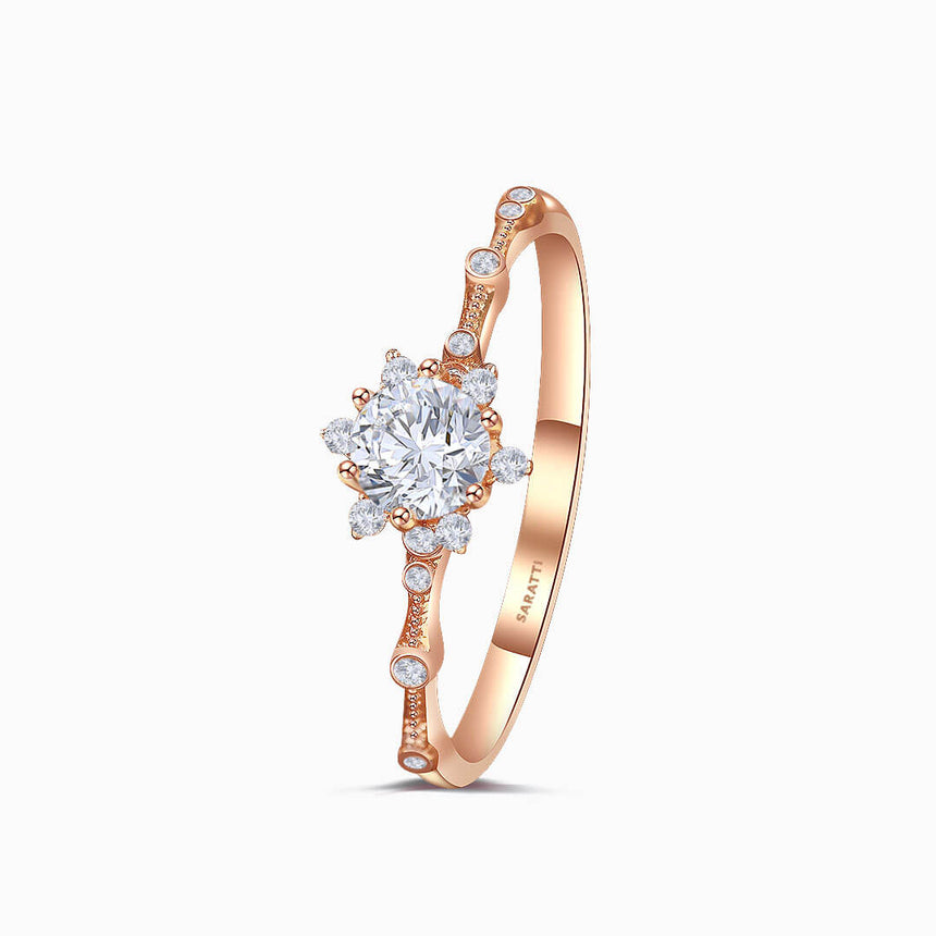 Rose Gold Yuki no Hana Natural Diamond Engagement Ring | Saratti Fine Jewelry