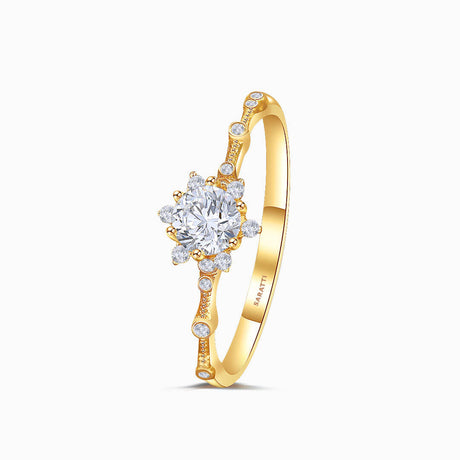 Yellow Gold version of the  Yuki no Hana Natural Diamond Engagement Ring | Saratti