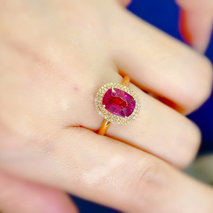 Pink Tourmaline October Birthstone Ring in Gold