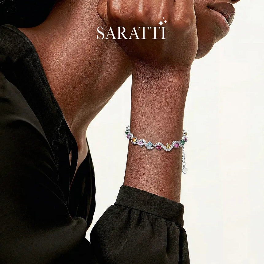 Symphony d’Arc bracelet with round multi-colored gemstones | SARATTI