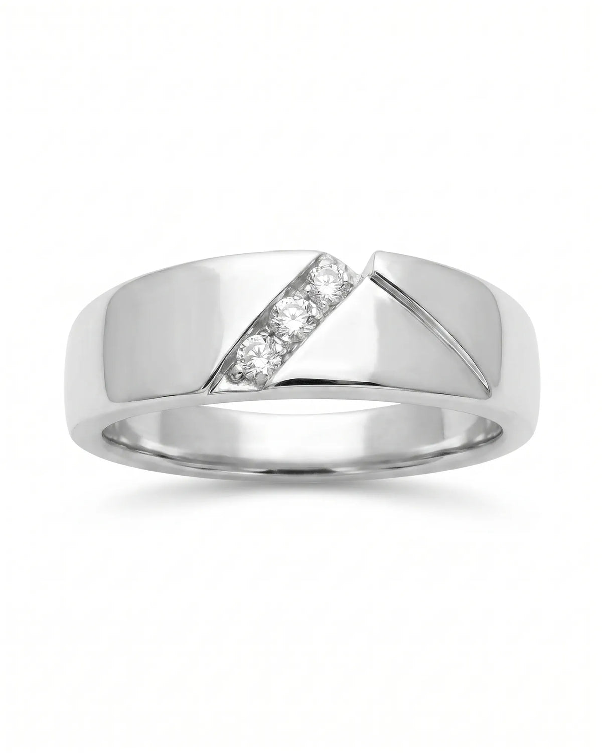 Axis Tri-Diamond wedding band, top view 1 | SARATTI