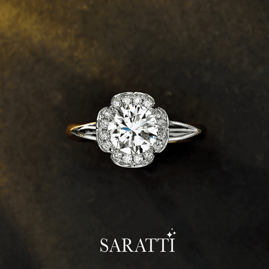 Natural Diamond Halo Engagement Ring