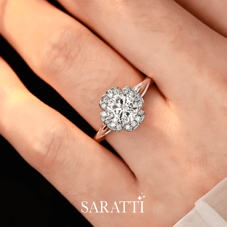 Rose and White Gold Natural Diamond Engagement Ring