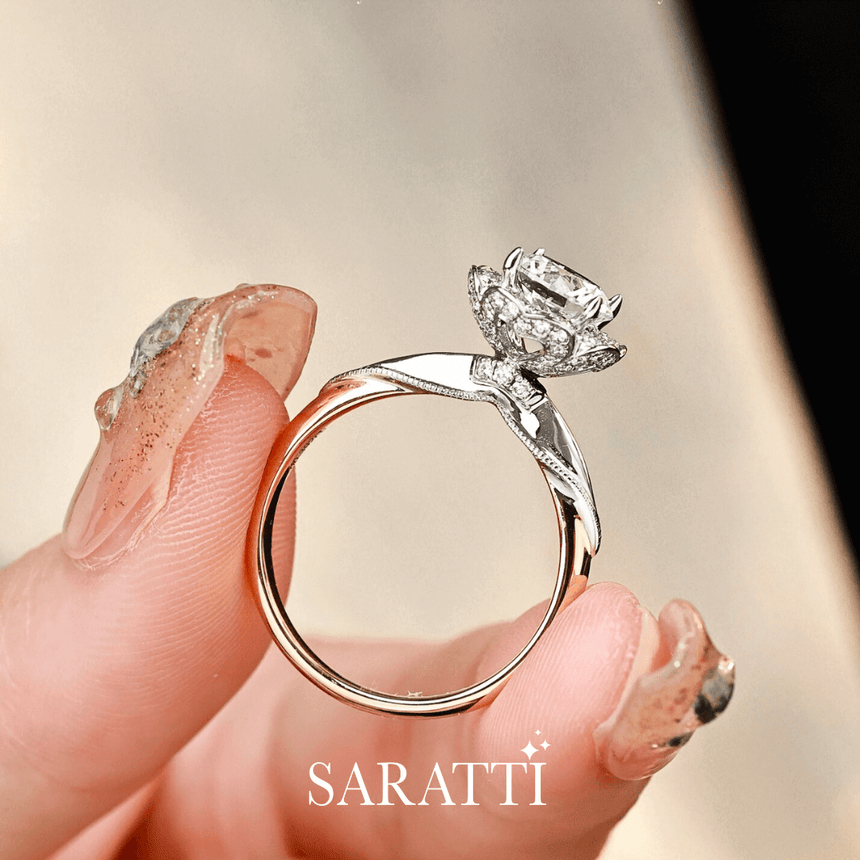 luxury 18K gold natural diamond engagement ring