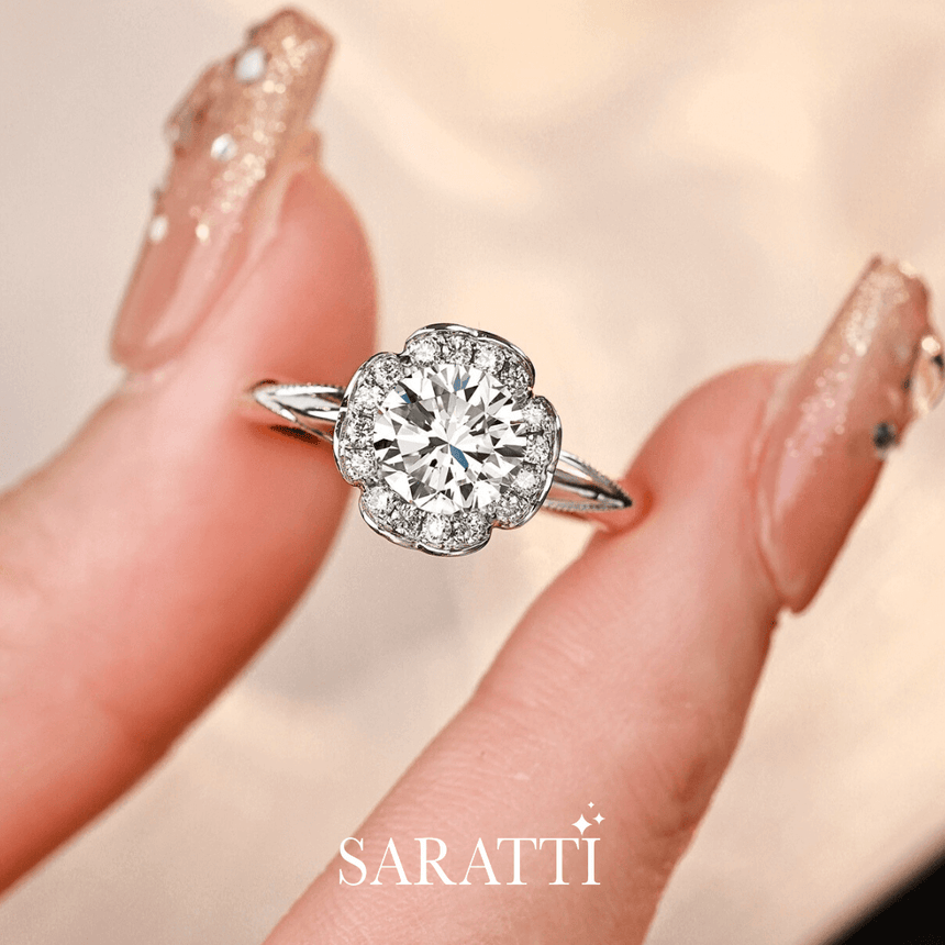18K Two Tone Gold Natural Diamond Ring